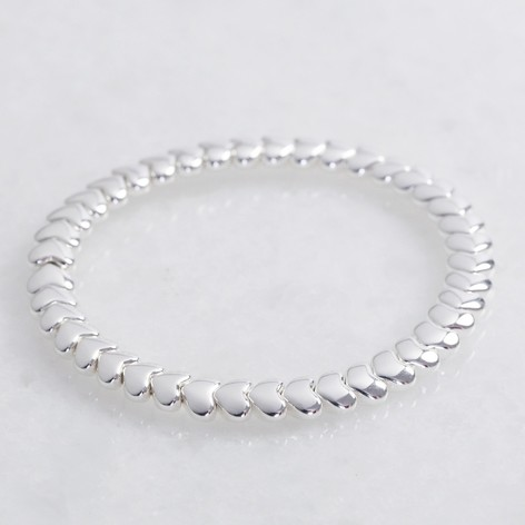 Beaded Hearts Bracelet In Silver