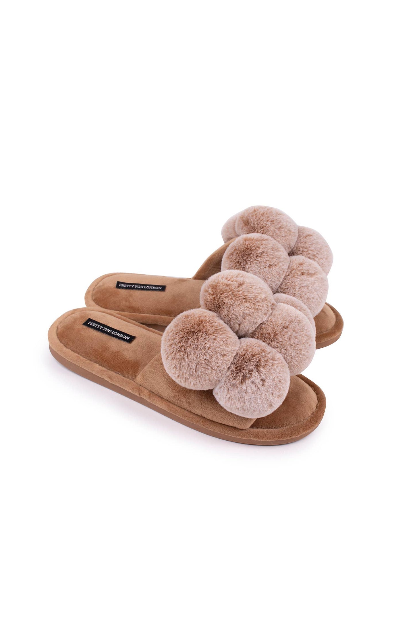 Dolly Pom Pom Slippers in Caramel: Caramel / M = UK 5-6 / EU 38-39 / US 7-8