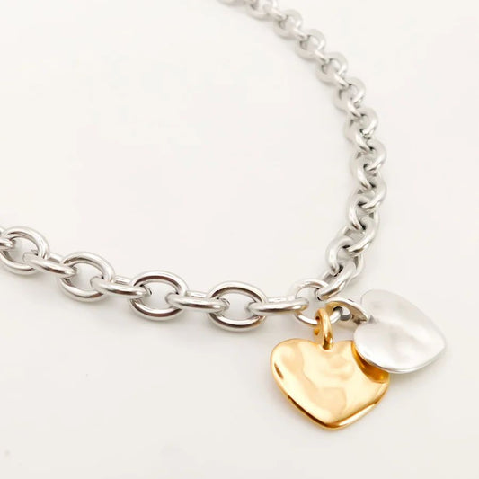 Orli twin heart chunky necklace