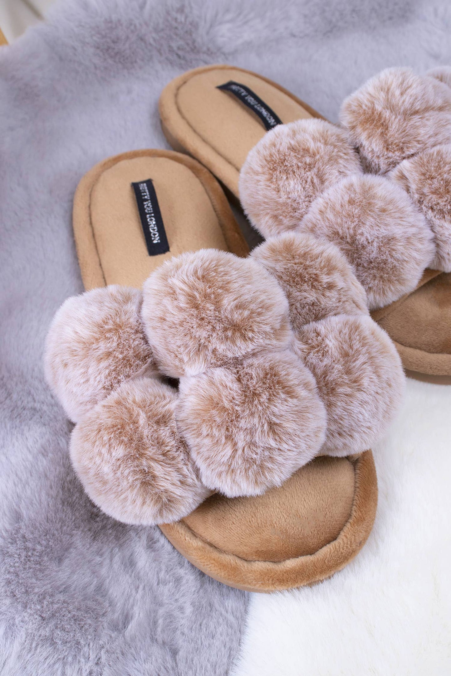 Dolly Pom Pom Slippers in Caramel: Caramel / M = UK 5-6 / EU 38-39 / US 7-8