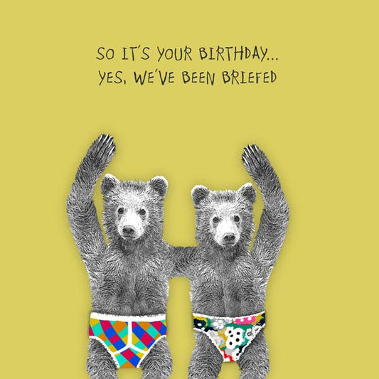 UW042 ... Funny Birthday Card , Briefed Bears