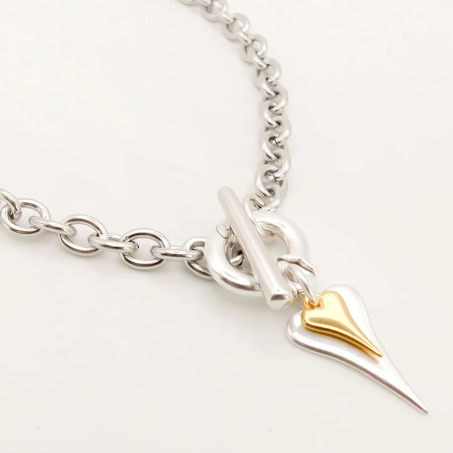 Orli twin heart T-Bar necklace