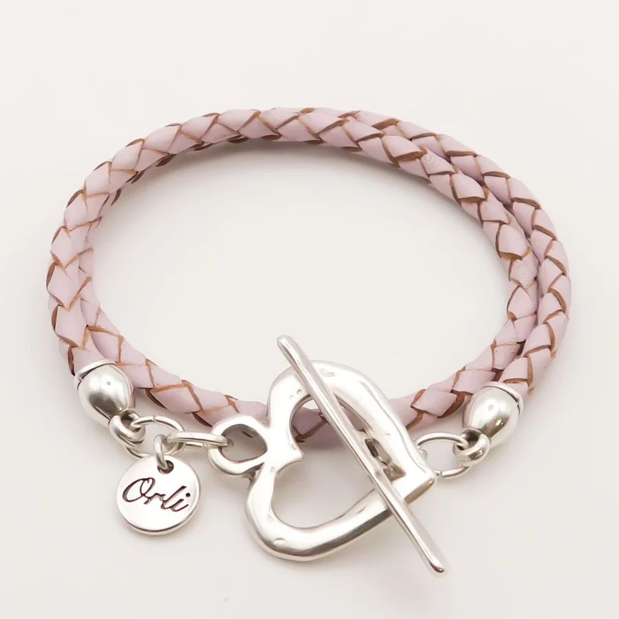 Orli leather wrap heart T bar