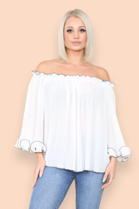 Ruffle white top