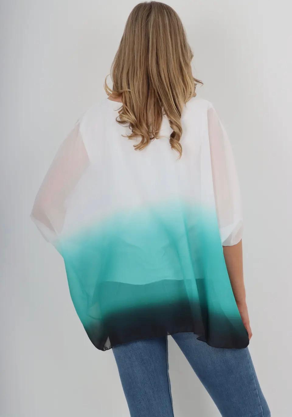 Tie dye Chiffon Kimono top O/S green