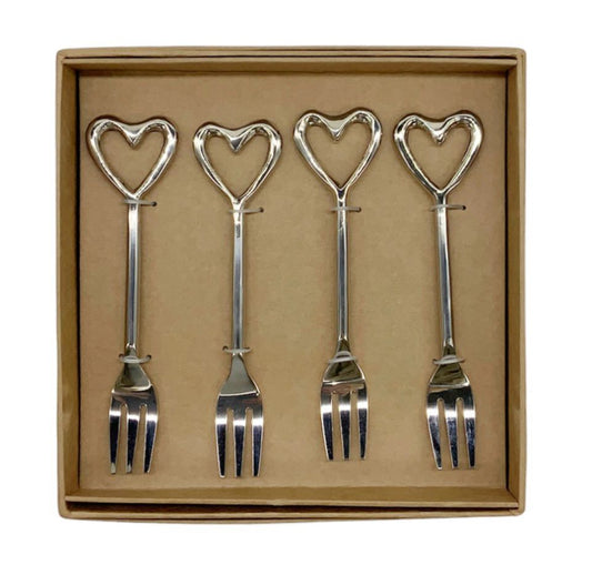 Heart cake forks set of 4