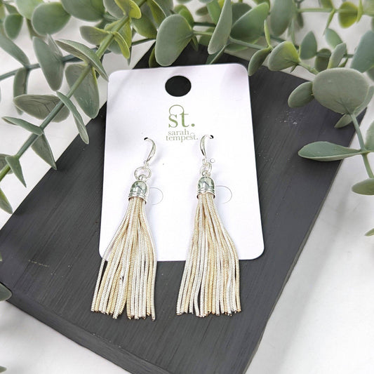 2 tone tassel earrings