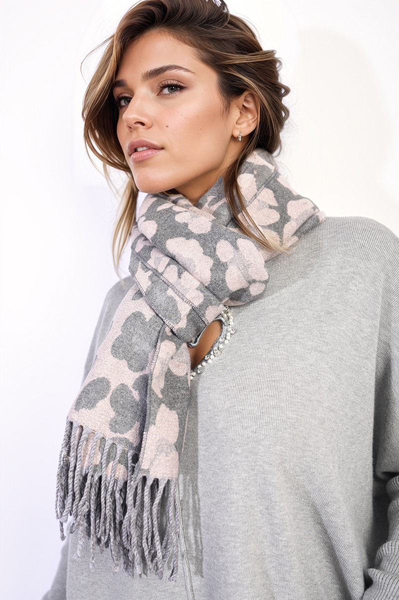 Animal Print Scarf with Tassel